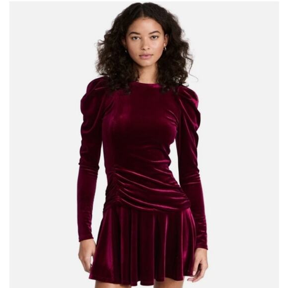 Black Halo NWT Arlo Dark Red Berry Velvet Draped Cocktail Mini Dress, Size 4 - Picture 1 of 12